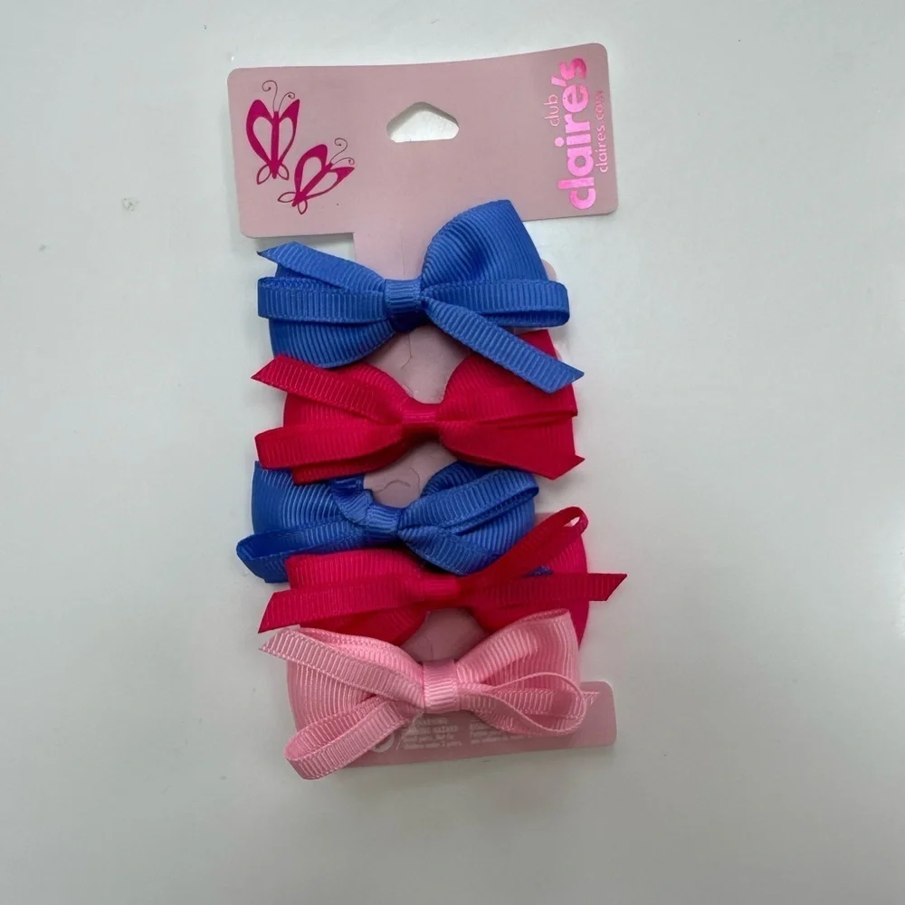 Claire's Club Preppy Hair Bow Clips - 6 Pack
